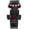 This seat is powder coated candy apple red.  Picture includes Platinum knee guard sold separately. view 5